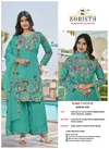 11015 A To D Glass Silk With Heavy Embroidery Work Redaymade Dress